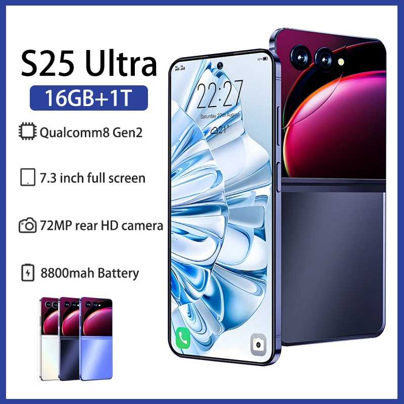 S25 Ultra Smartphone 7.3 Pollici A Schermo Intero 16G + 1Tb 8800Mah Smartphone 5G 48 + 72Mp Telefoni Cellulari Versione Globale 4G/5G Dual Sim