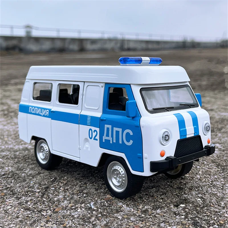 1/18 Uaz Travelers Alloy Traffic Bus Modello Di Auto Diecast Police City Tour Vehicles Modello Di Auto Simulazione Sound Light Giocattoli Per Bambini 