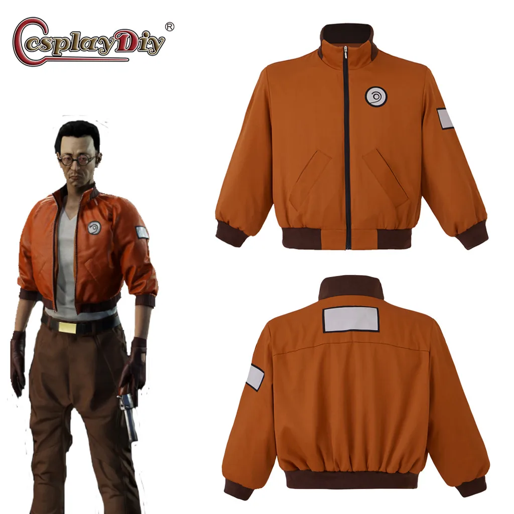 Cosplaydiy Disco Elysium Cosplay Kim Kitsuragi Jacket Kim Orange Bomber Aerostatic Pilot Zipper Coat For Men Women Top Jacket