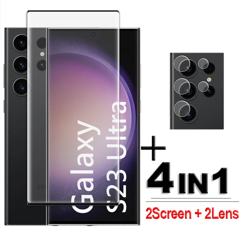 Per Samsung Galaxy S23 Ultra Glass 3D Full Cover Proteggi Schermo Curvo S23 Vetro Ultra Temperato Samsung S23 Ultra 5G Lens Film