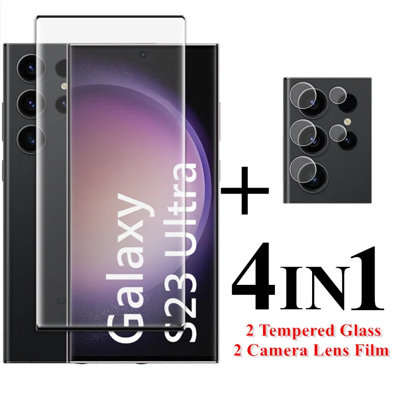 Per Samsung Galaxy S23 Ultra Glass 3D Full Cover Proteggi Schermo Curvo Samsung S23 Ultra 5G Vetro Temperato S23 Ultra Lens Film