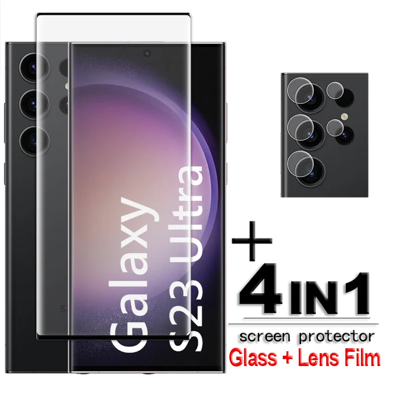 Per Samsung Galaxy S23 Ultra Glass 3D Full Cover Proteggi Schermo Curvo Samsung S23 Ultra 5G Vetro Temperato S23 Ultra Lens Film