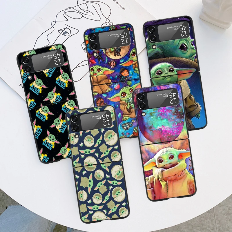 Custodia Rigida Per Samsung Galaxy Z Flip 4 3 5G Cover Nera Di Lusso Zflip3 Zflip4 Pc Prevenzione Delle Cadute Funda Starwars Cute Yoda