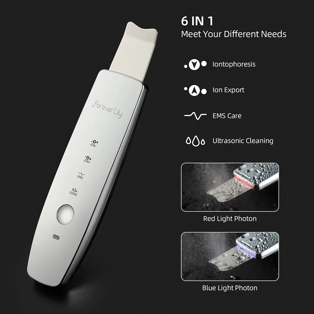 Ems Ultrasuoni Scrubber Facciale Pala Ione Led Terapia Della Luce Viso Anti Acne Rimozione Delle Rughe Comedone Pulizia Macchina Di Bellezza