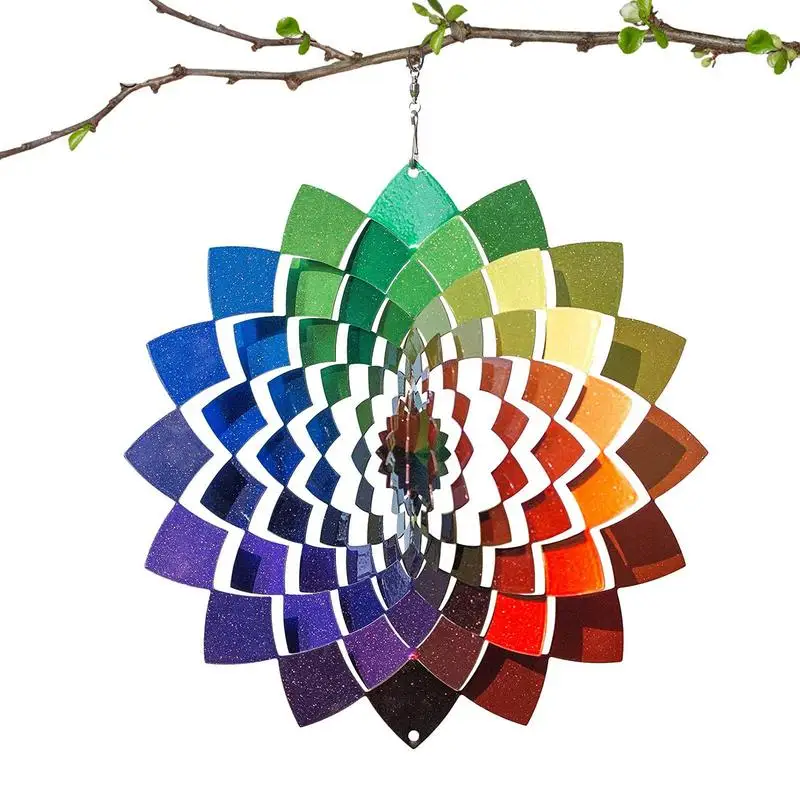 Spinning Wind Catcher 3D Metal Backyard Hanging Small Wind Spinners Arcobaleno Decorativo Wind Spinner Multi Color Spinner Patio