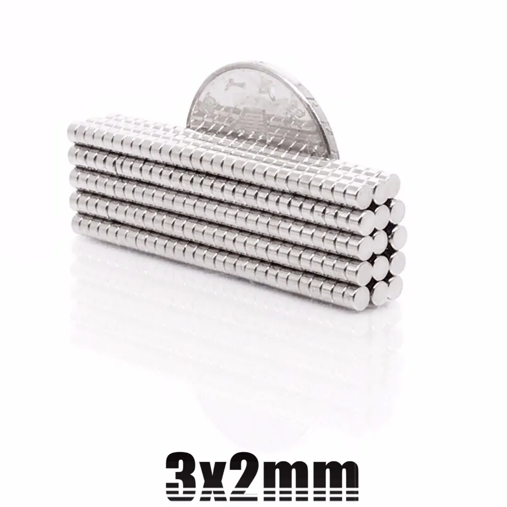 100/200/500/1000/2000/10000Pcs Disco 3X2 Minori Di Ricerca Magnete Magneti Rotondi 3X2 Millimetri Al Neodimio Permanente Magneti Forte 3*2Mm