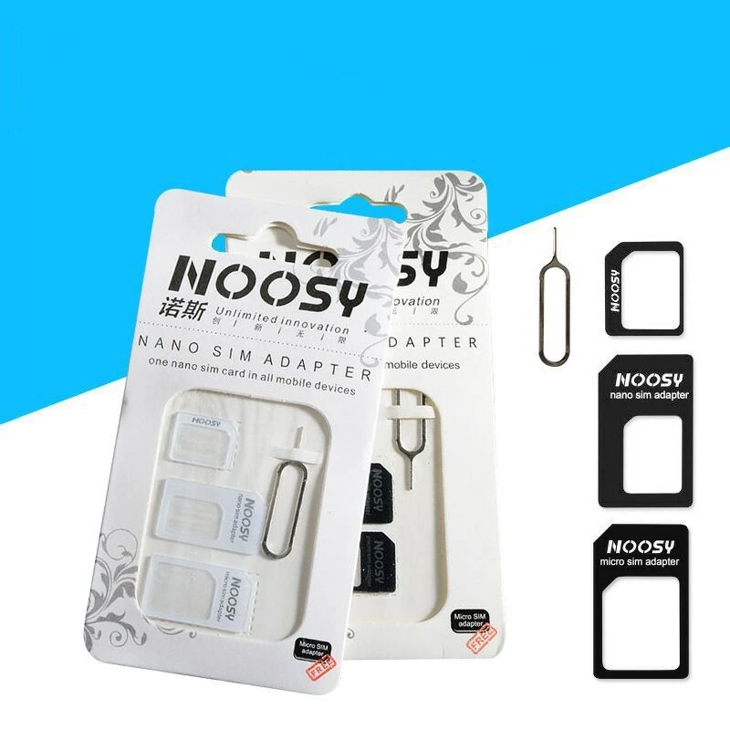 50Set 4 In1 Noosy Nano Sim Card Adapter + Micro Sim Card Adapter + Adattatore Sim Card Standard Per Iphone