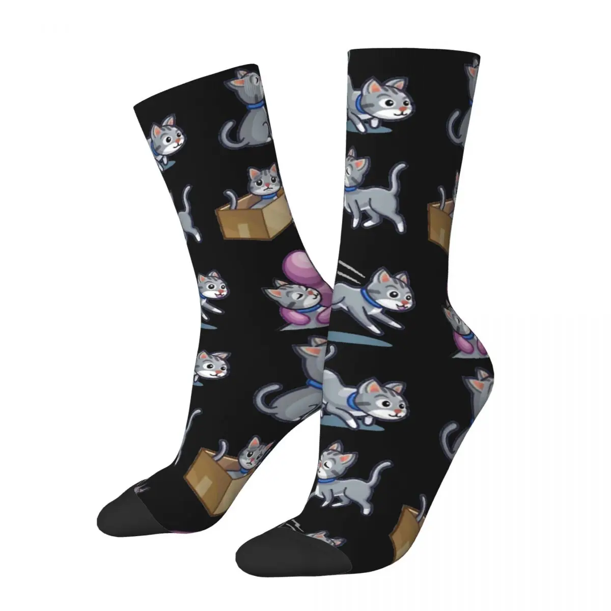 Divertente Crazy Compression Cat Collection Calzino Per Uomo Hip Hop Harajuku The Sims 4 Business Simulation Game Seamless Boys Crew Sock