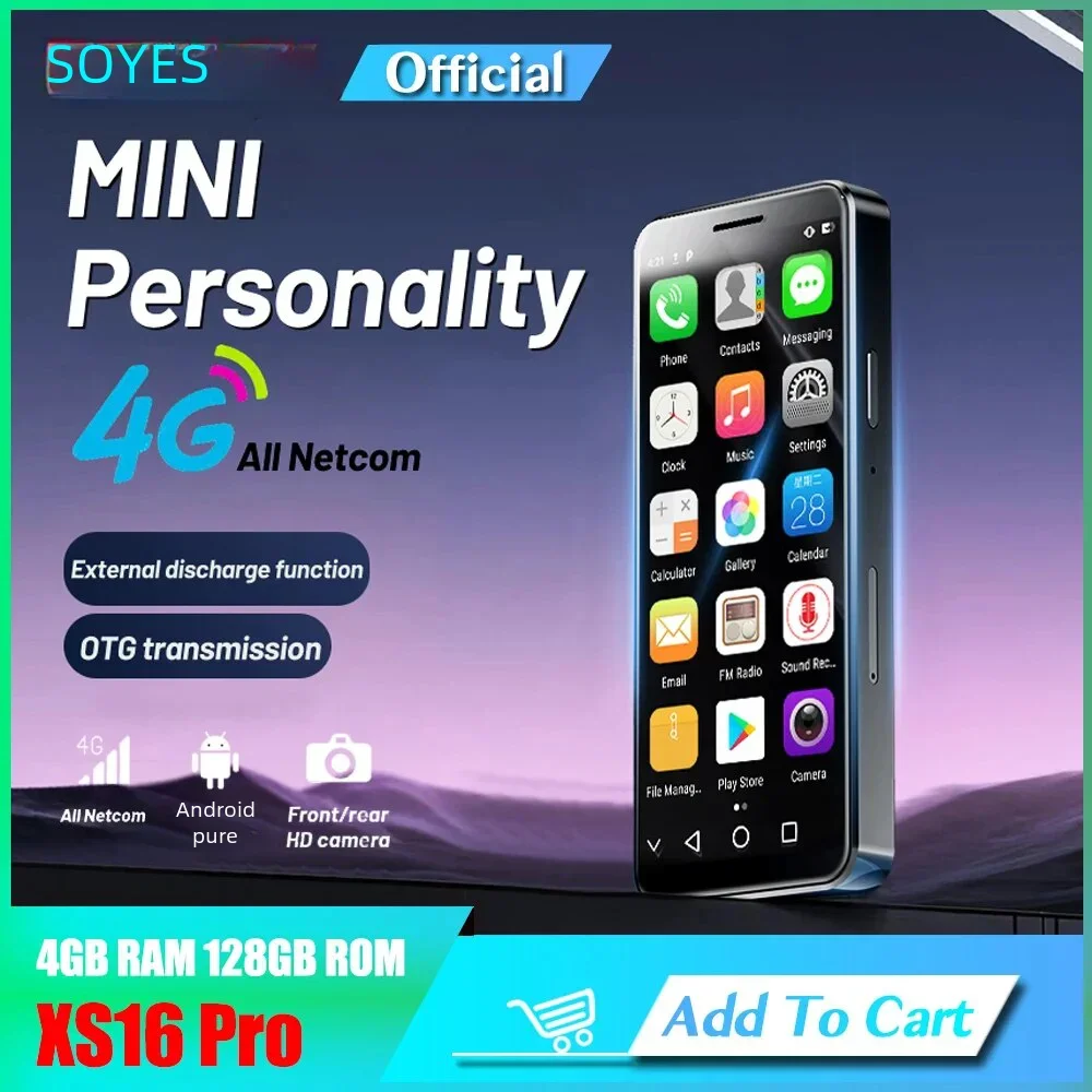 Soyes Xs16 Pro 4Gb Ram 128Gb Rom Android 10.0 Smartphone 2100Mah Face Id 4G Lte Type-C Otg 4 ''Schermo Piccolo Telefono