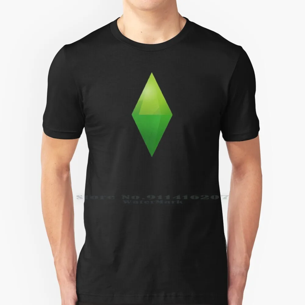 Sims 4 Plumbob T Shirt 100% Puro Cotone Sims 4 Plumbob Green Diamond Games Ea Ele