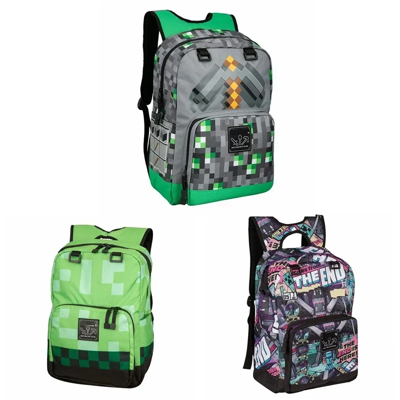 45*33*23Cm Minecraft Satchel Creeper End Black Dragon Diamond Piccone Borsa Da Scuola Zaino Uomo Donna Studente Regalo Materiale Scolastico
