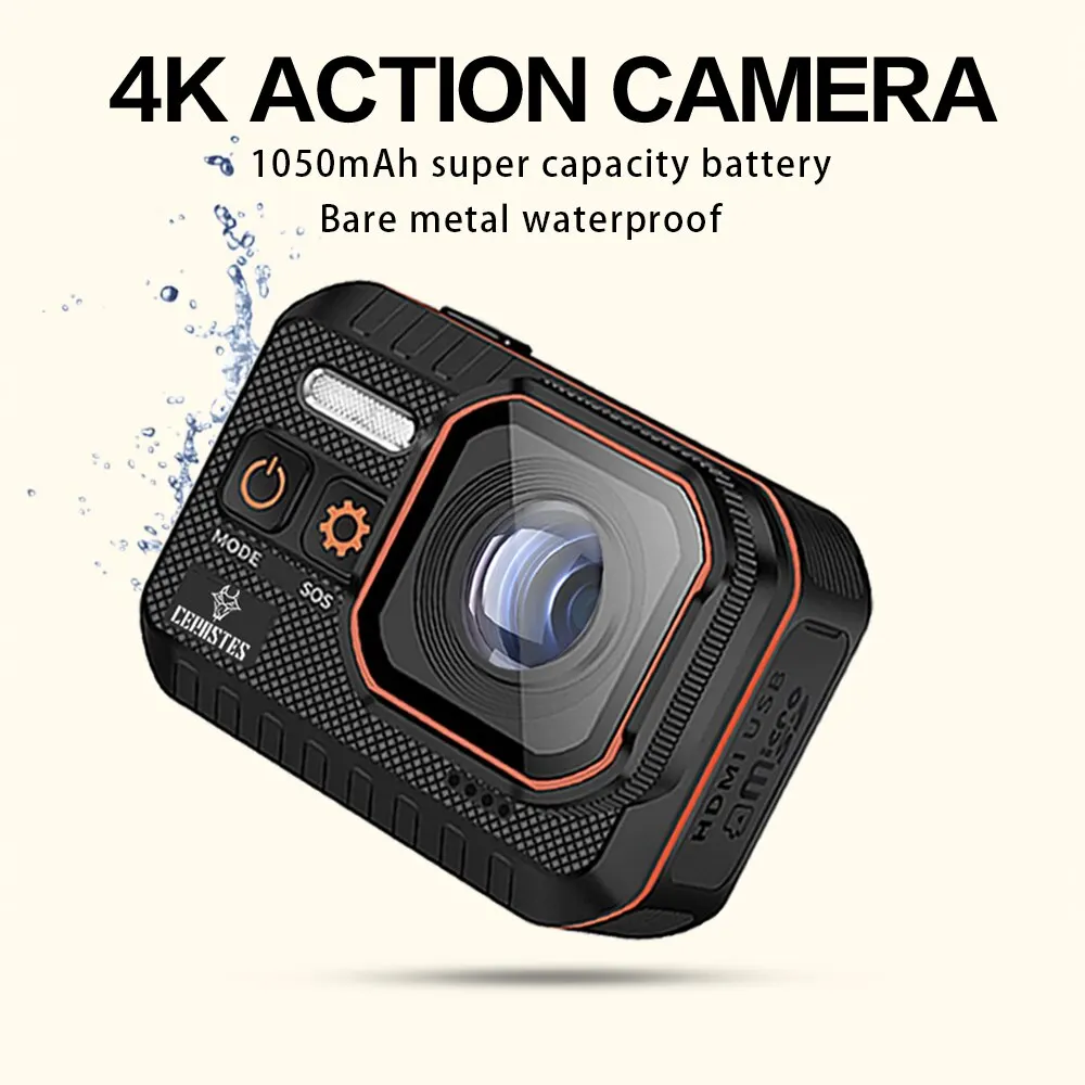 Action Camera 4K 60Fps Con Telecomando Sport Camera Casco Action Cam Schermo Impermeabile Sport Camera Drive Recorder