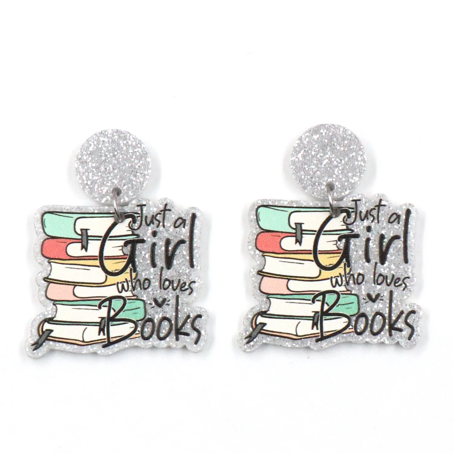 1 Paio Di Nuovi Prodotti Cn Drop Just A Girl Che Ama I Libri Regalo Alla Moda Per Insegnanti Orecchini In Acrilico Gioielli Per Le Donne