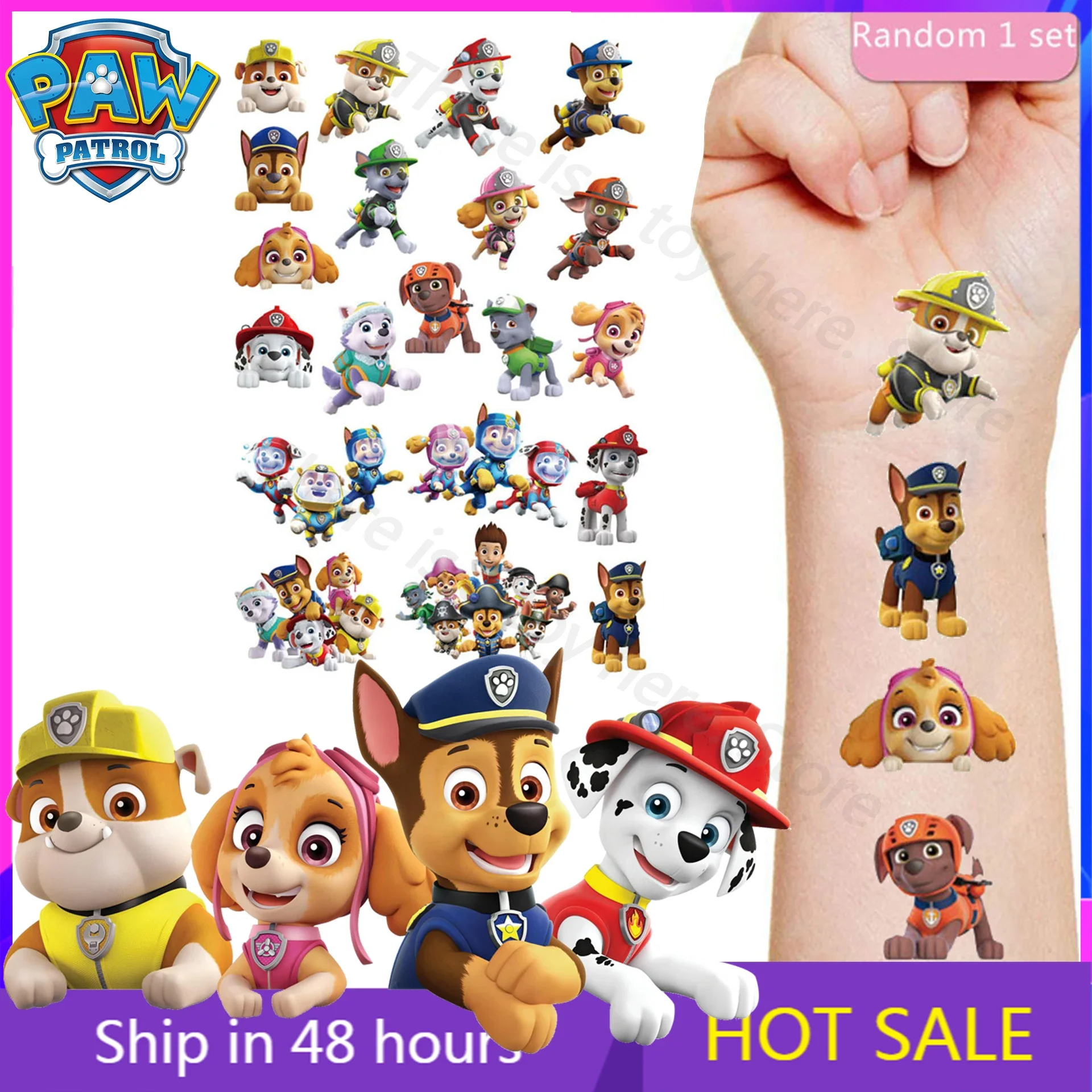 2023 Unique Paw Puppy Patrol Toys Tattoo Sticker Pat Patrouille Cartoon Stickers Giocattolo Per Bambini Ragazzi Ragazze Regalo All'Ingrosso