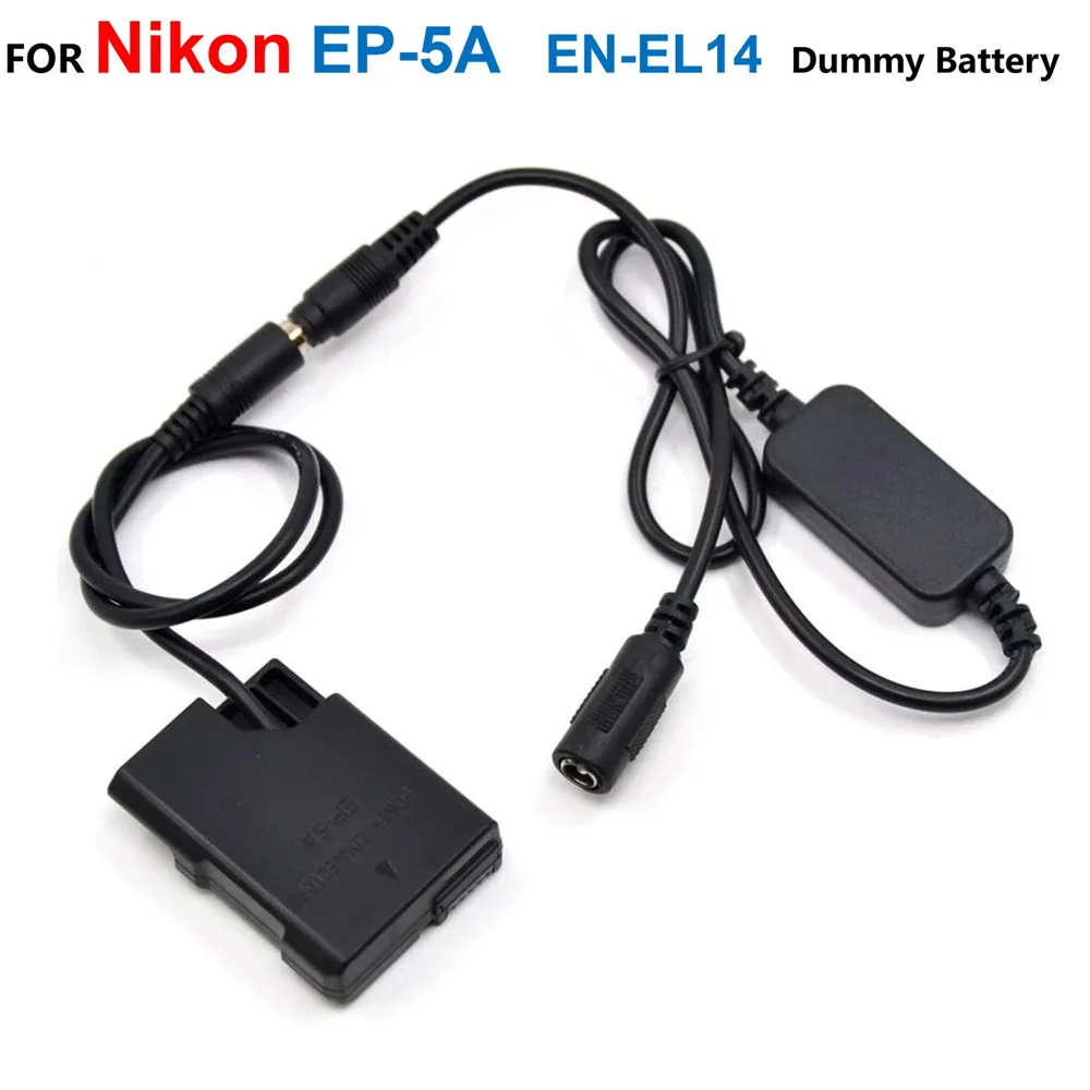 Ep-5A En-El14 Batteria Fittizia + Cavo Caricabatterie Step-Down 12V-24V Eh5 Per Nikon P7000 P7800 D5500 D5600 D3300 D3400 D5100 D5200 D5300