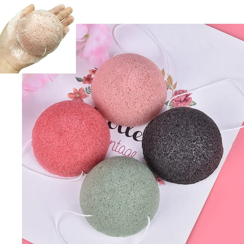 Spugna Per La Pulizia Del Viso Esfoliante Detergente Spugna Konjac Naturale Konjac Konnyaku Puff Esponja Maquiagem Trucco Spugna Konjac
