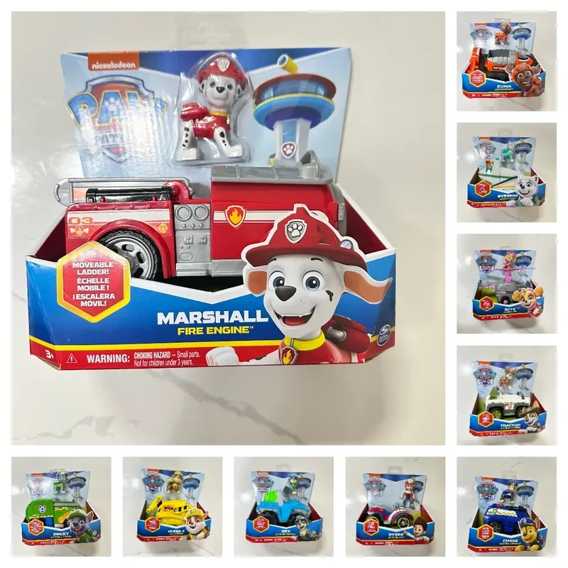 Original Paw Patrol 10 Kind Vehicle Car Ryder Tracker Everest Chase Rex Skye Rocky Marshall Zuma Action Figure Regalo Di Compleanno Giocattolo
