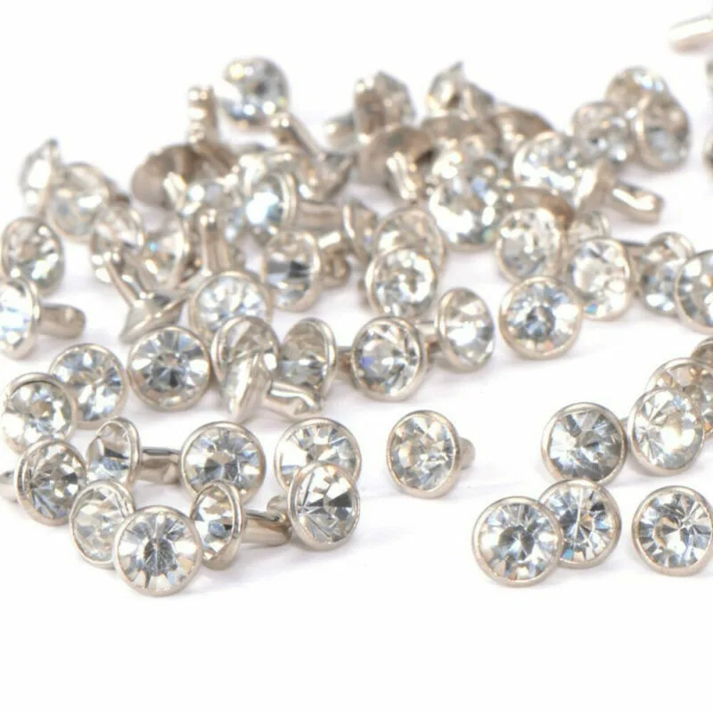 100/200 Set Rotondo Strass Rivetti Borchie Gioielli Decorativi Rivetti Rivetti 7Mm Per Fai Da Te Leathercraft Abbigliamento Cinture Borse