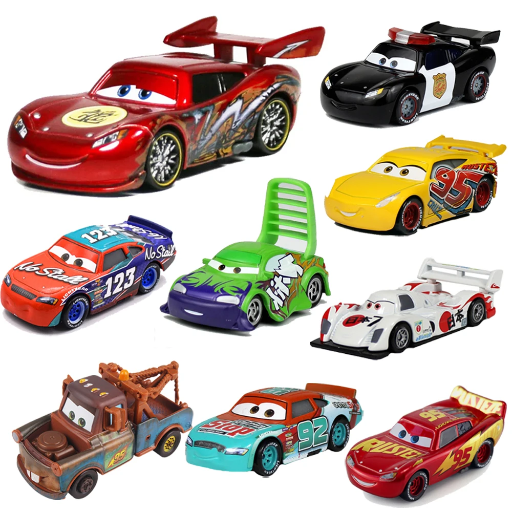 Miniso Disney Pixar Cars 2 3 Toy Lightning Mcqueen Mater Sheriff Alloy Metal Model Car 1:55 Giocattoli In Metallo Veicoli Boy Child Gifts