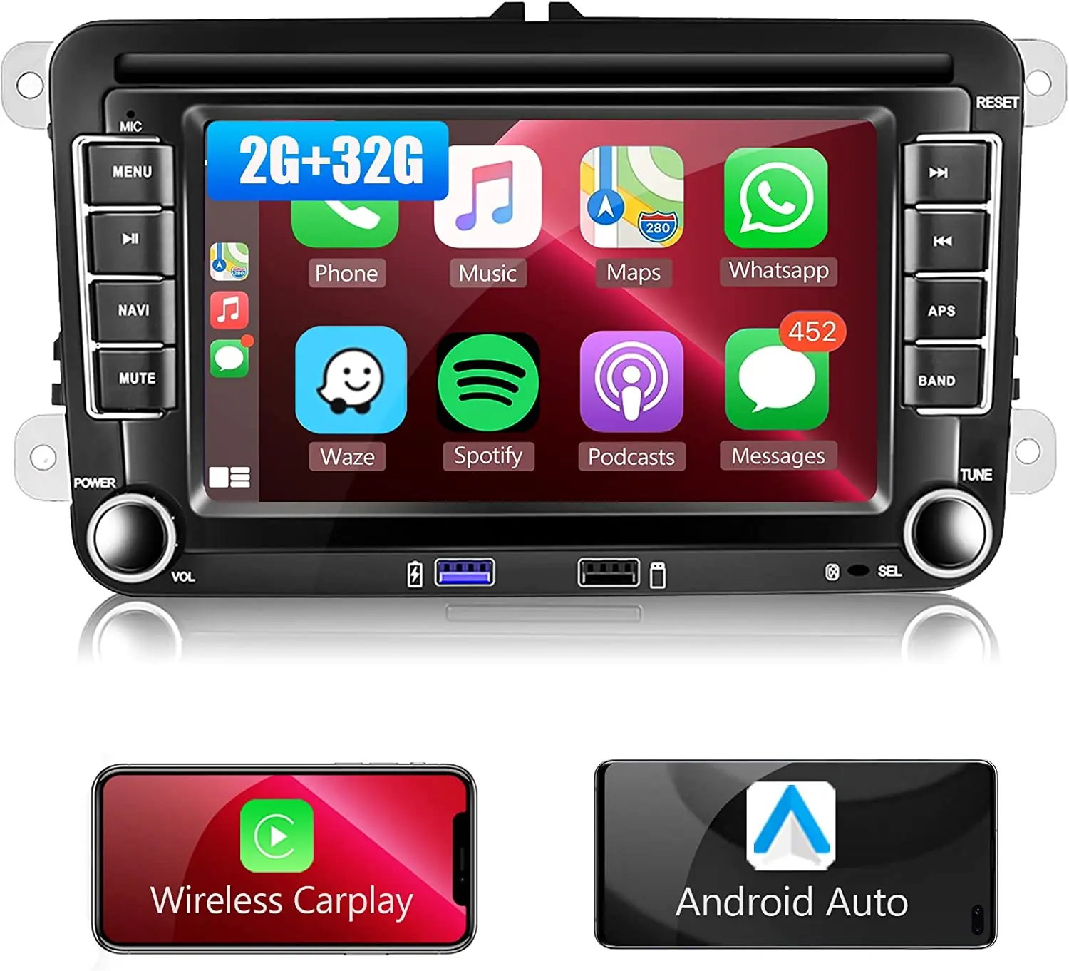 2 Din Android Autoradio Stereo Carplay Android Auto Gps Wifi Per Vw Golf 5 6 Skoda Touran Jetta Polo Passat B6 B7 Golf Caddy