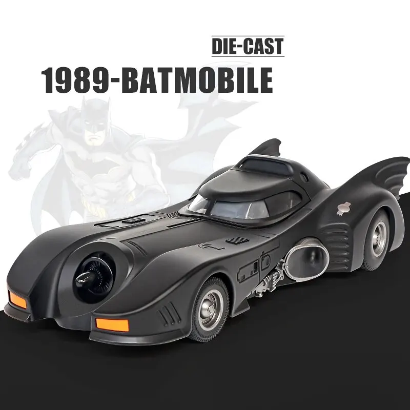1:18 1989 Batmobile Die-Cast Car Con Figura Di Batman, Giocattoli Per Bambini E Adulti, Nero