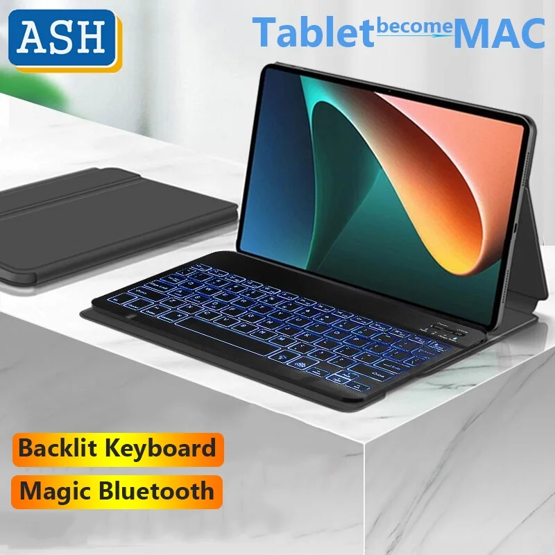 Custodia Per Tastiera Retroilluminata A 7 Colori Ash Per Xiaomi Pad 5 Mi Pad 5 Pro 11 "Custodia Intelligente Per Tastiera Tailandese Inglese Per Xiaom