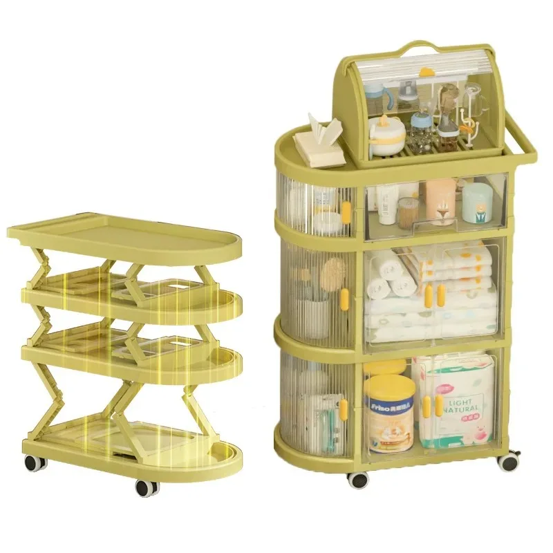 Carrito Plegable De Almacenamiento Para Bebé, Carrito De Suelo Para Aperitivos, Estante Movil Para Dormitorio Y Sala De Estar
