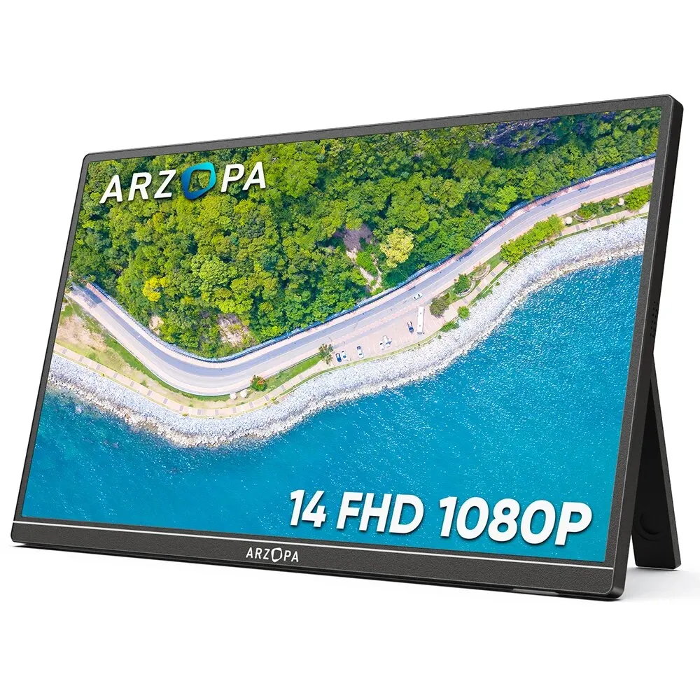Arzopa 14.0 ''1080P Fhd Ips Monitor Portatile Ultrasottile Usb C Hdmi Secondo Schermo Esterno Per Mac,Laptop,Pc,Switch, Ps4/5,Xbox
