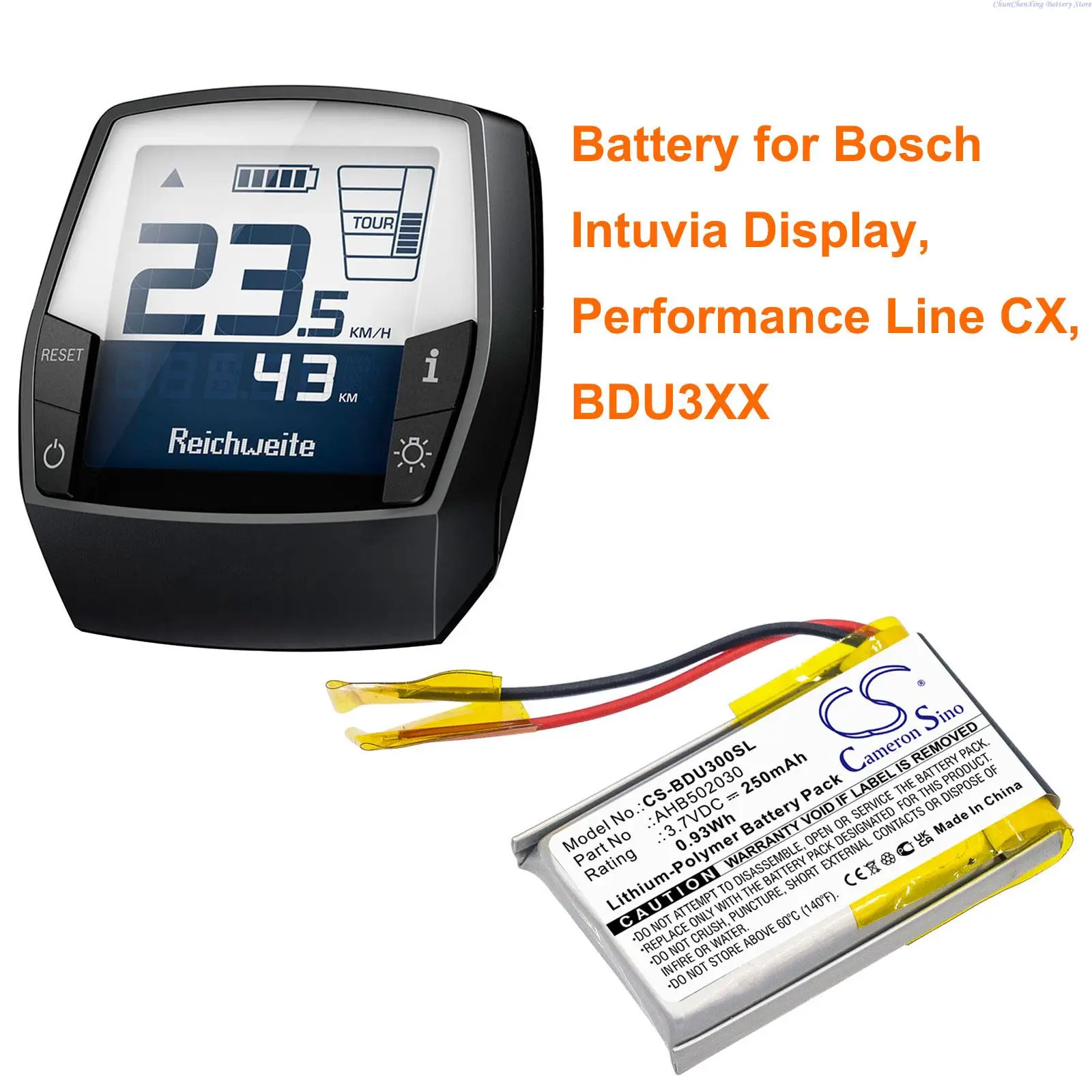 Batteria Display Orangeyu 250Mah Ahb502030 Per Display Bosch Intuvia, Linea Performance Cx, Bdu3Xx