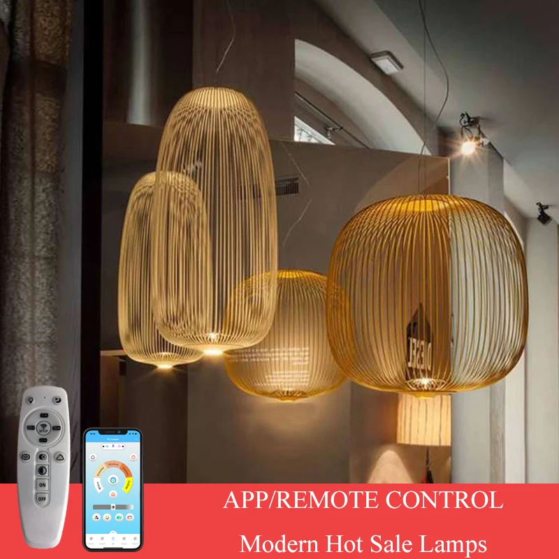 App Remota Nordic Foscarini Raggi Lampadario Luminaria Gabbia Industriale Lampadari A Sospensione Lamparas De Techo Colgante