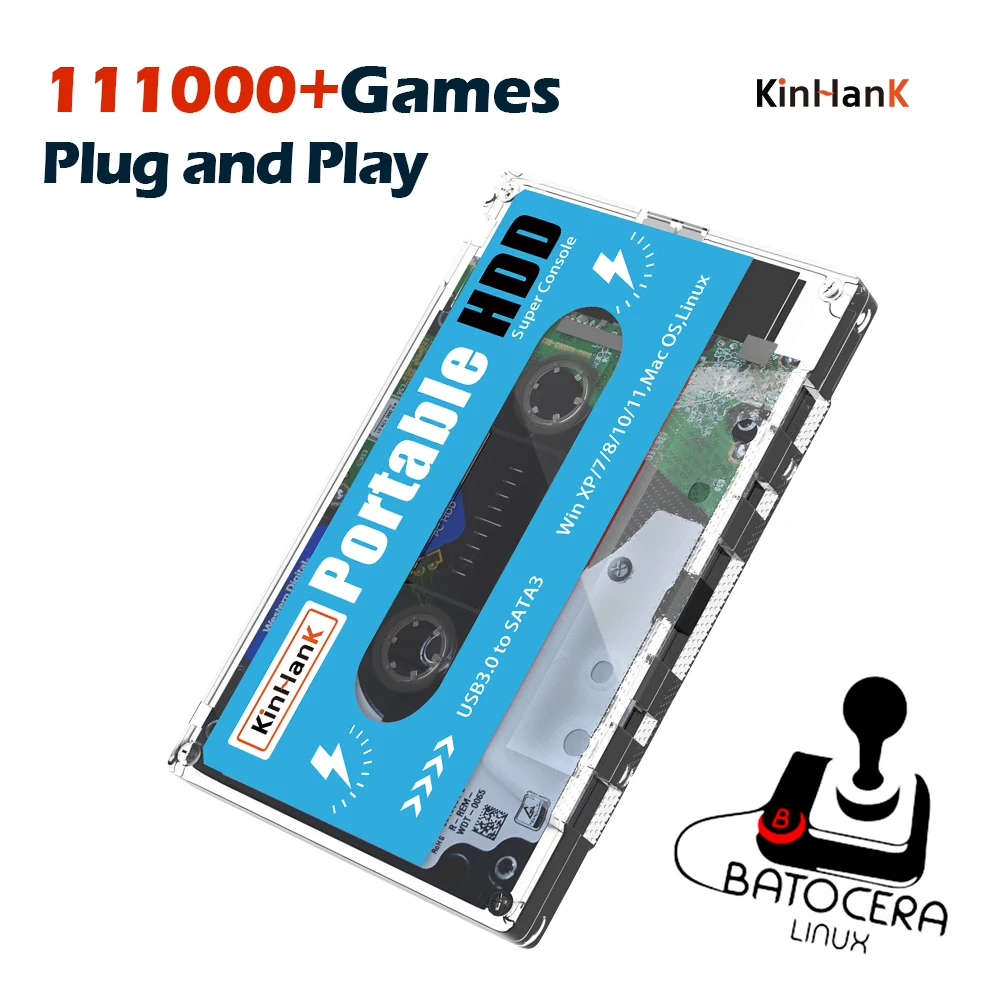 Kinhank Hdd 500G Con 111000 Giochi Retrò Per Disco Rigido Esterno Portatile Sega Saturn/Mame/Dc Per Windows/Mac