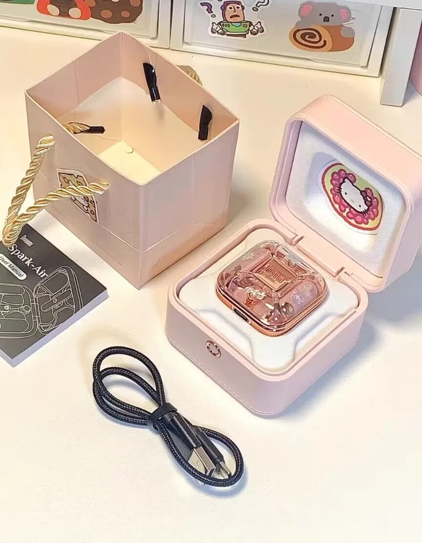 Auricolari Bluetooth Divoom Spark Air Cuffie Wireless Traslucide A Bassa Latenza In Oro Rosa Per Regalo Di San Valentino Per Ragazza