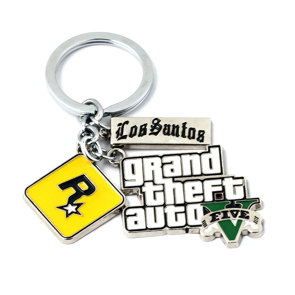 Hot Game Ps4 Gta 5 Grand Theft Portachiavi Automatico Portachiavi Per Fan Xbox Pc Rockstar Portachiavi 4.5Cm Gioielli Llaveros Jewellry
