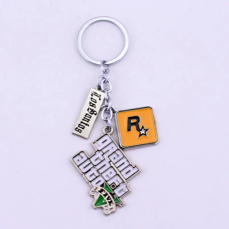 Dongsheng Jewelry Ps4 Gta 5 Portachiavi Da Gioco Grand Theft Auto 5 Portachiavi Per Fan Xbox Pc Rockstar Portachiavi 4.5Cm Llaveros