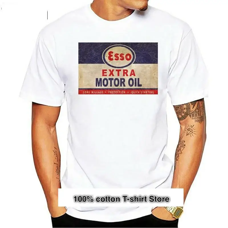 Esso-Camiseta De Algodon Con Estampado De Motor Oil, S-5Xl Corta