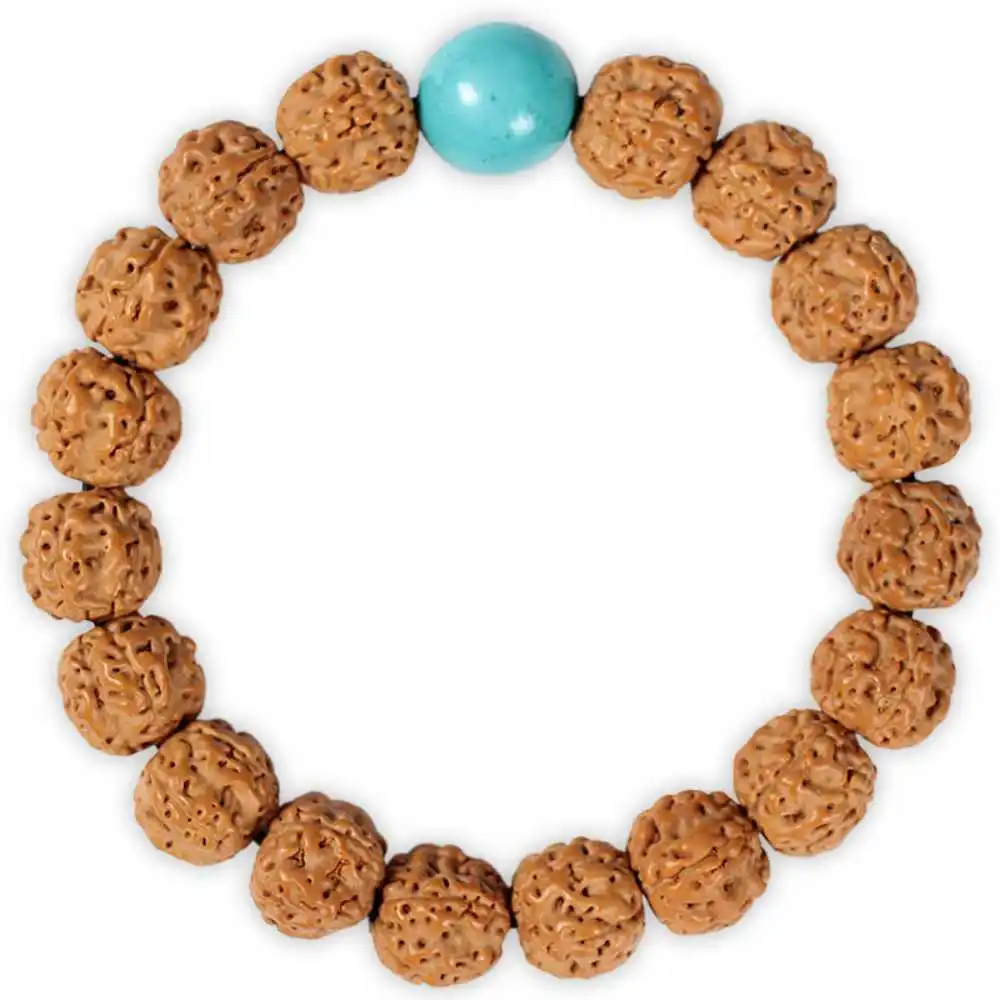 12Mm Rudraksha Mala Beads Turquoise Yoga Bracelet Wristband Energy All Saints' Day Pray Blessing Gift Elegant Inspiration