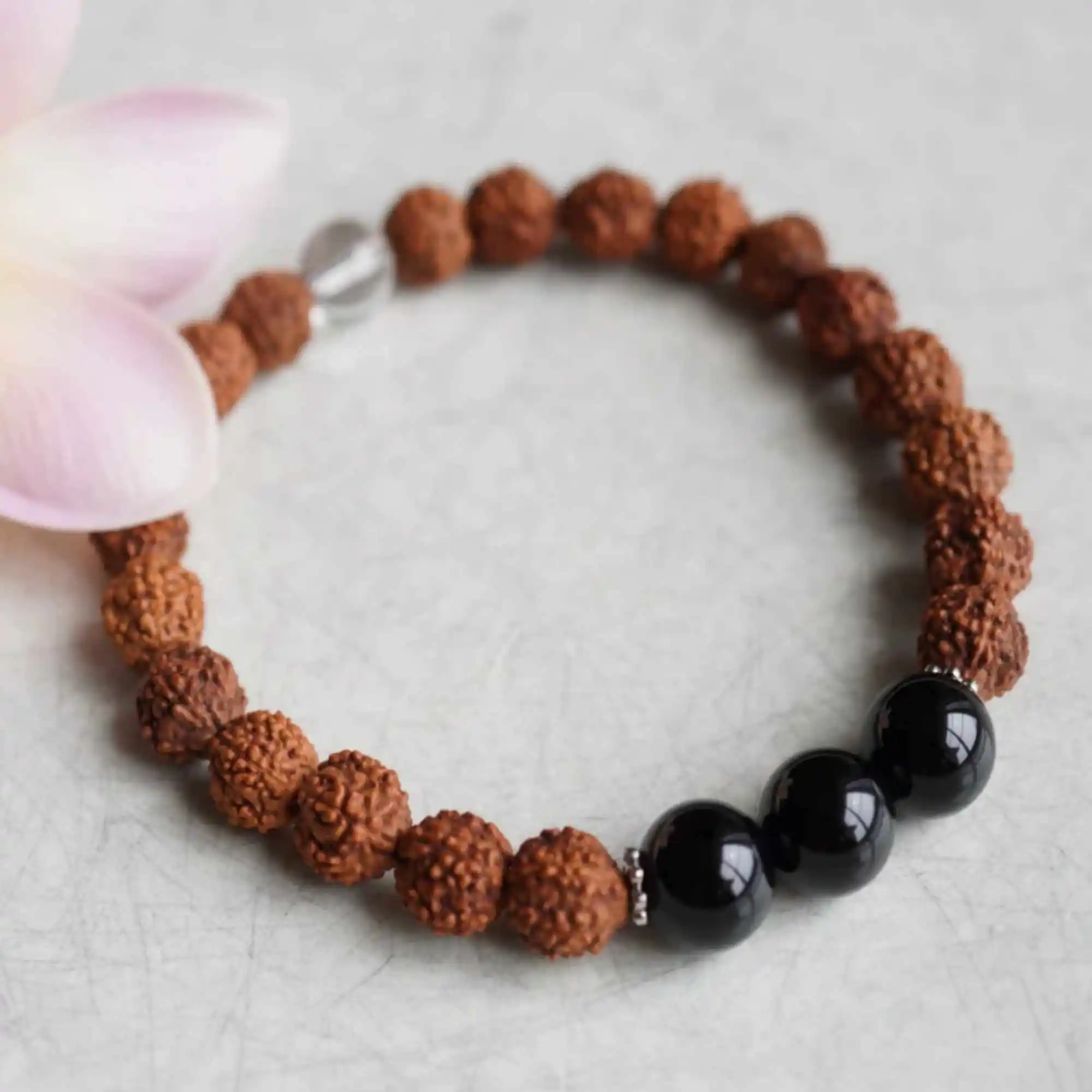 Rudraksha Da Uomo E Black Onyx Power Yoga Mala Meditation Bracciale Energy Elegant Chain Beaded All Saints' Day Elegante Bohemia