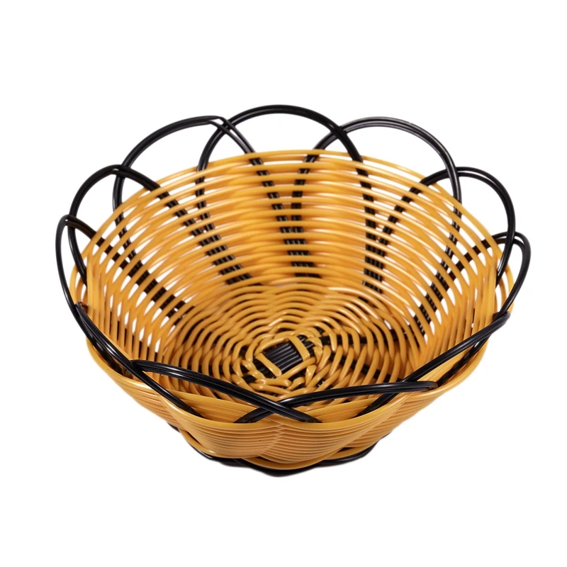 7 Pollici Di Plastica Intrecciata Cesto Di Frutta Verdura Biscotti Container Holder Black & Orange