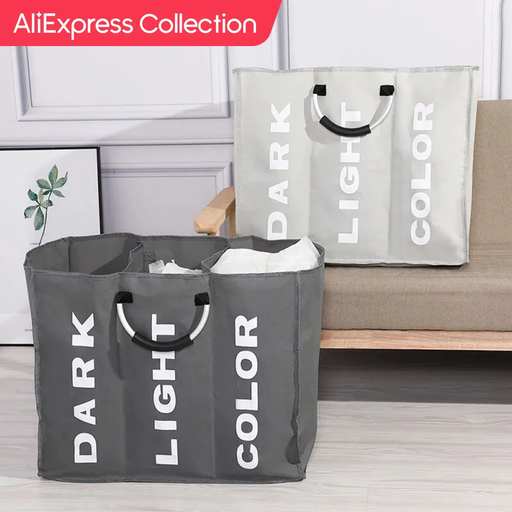 Collezione Aliexpress 1Pc 3 Griglie Cesto Portabiancheria Pieghevole Borsa Vestiti Sporchi Cesto Portabiancheria Impermeabile Oxford Tessuto Durevole 