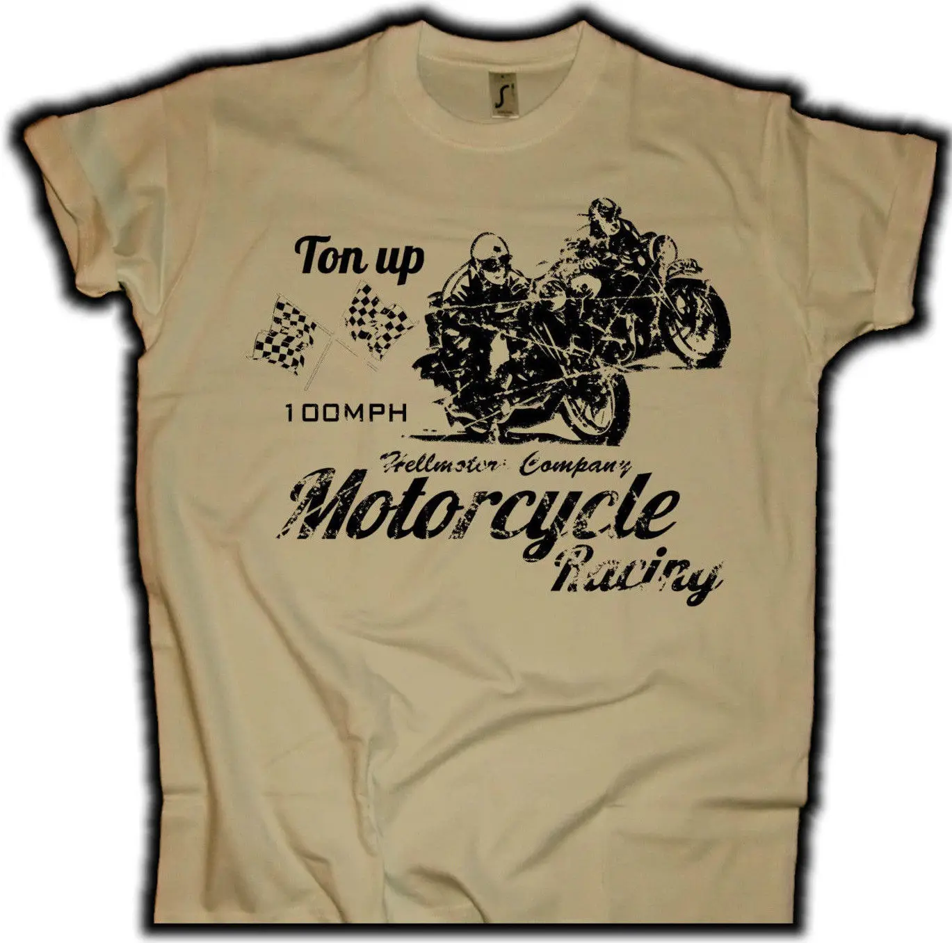 Maglietta Da Uomo Di Moda Maglietta Da Motociclista Di Spedizione Gratuita Chopper 100 Mph Ton Up Moto V8 Hot Rod Cafe Race Gr. T-Shirt Estiva Xxl