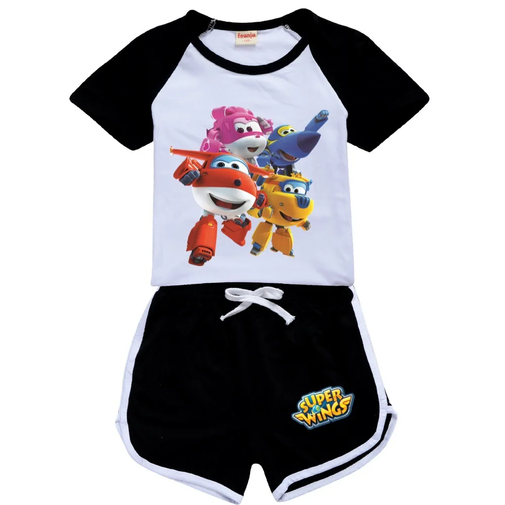 Super Wings Girls Boys Clothes Set Summer Kids Tshirt Pants Casual Sport Suits 2Pcs Dizzy Tracksuit Outfits Children'S Clothes