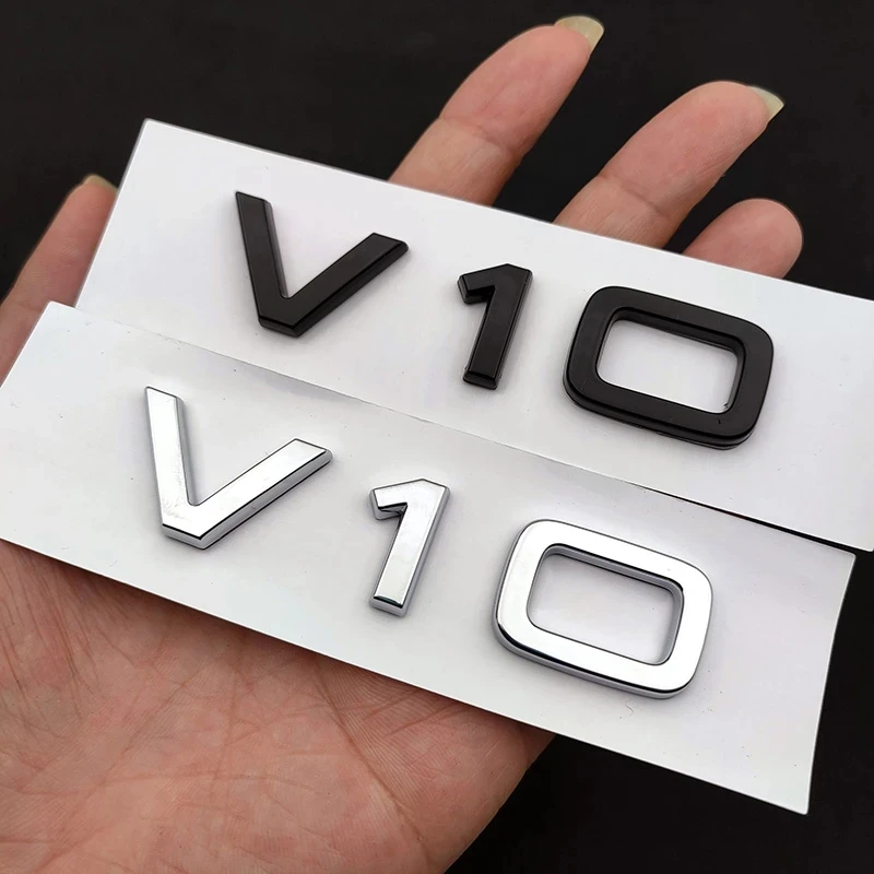 3D Abs Chrome Black V10 Logo Lettere Parafango Laterale Emblema Distintivo Decalcomania Per Audi Rs6 S6 C6 S8 R8 V10 Accessori Adesivi