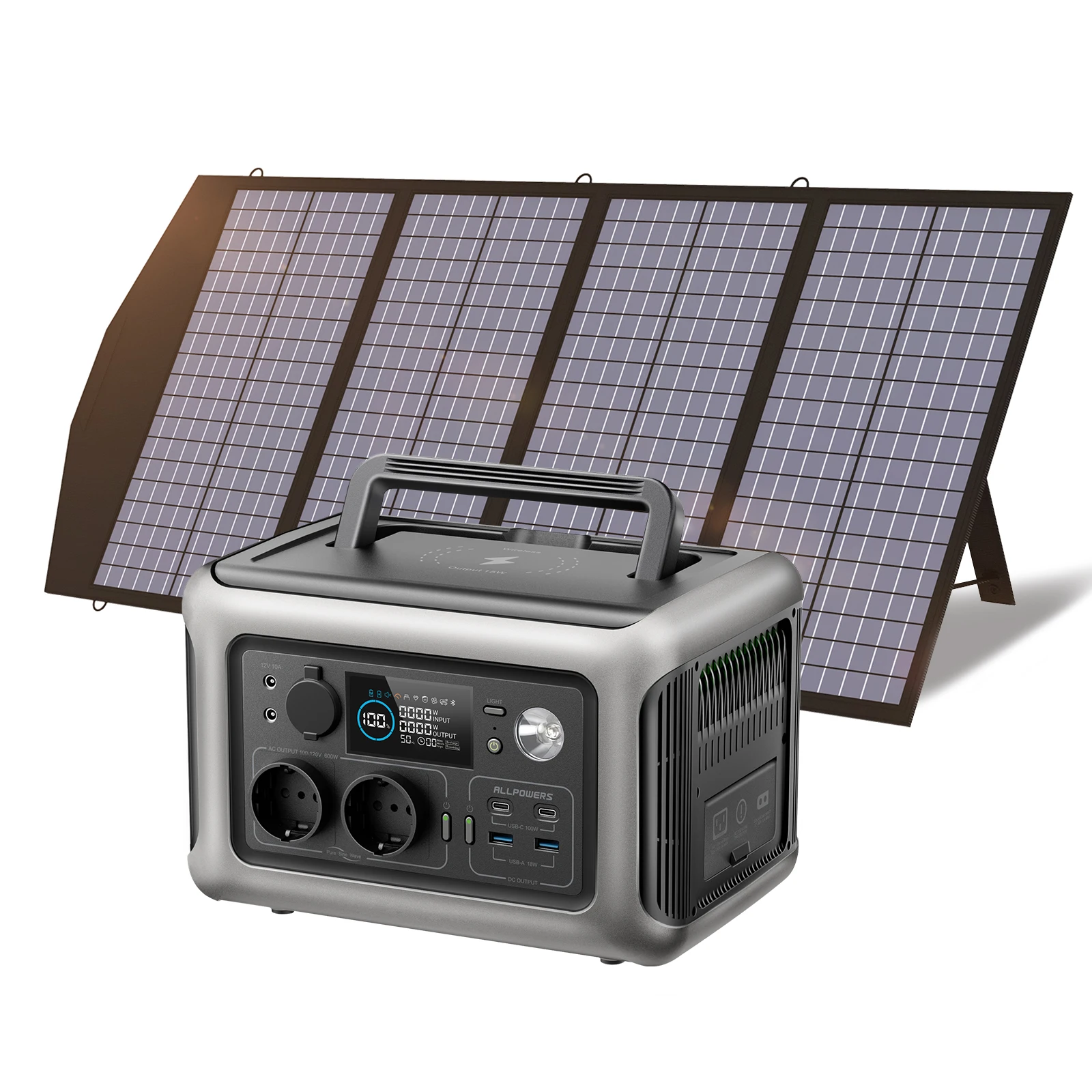 Powerstation Portatile Allpowers R600 Con Pannello Solare (Opzionale), Batteria Lifepo4 299Wh 600W Per Backup Domestico All'Aperto Campeggio Rv