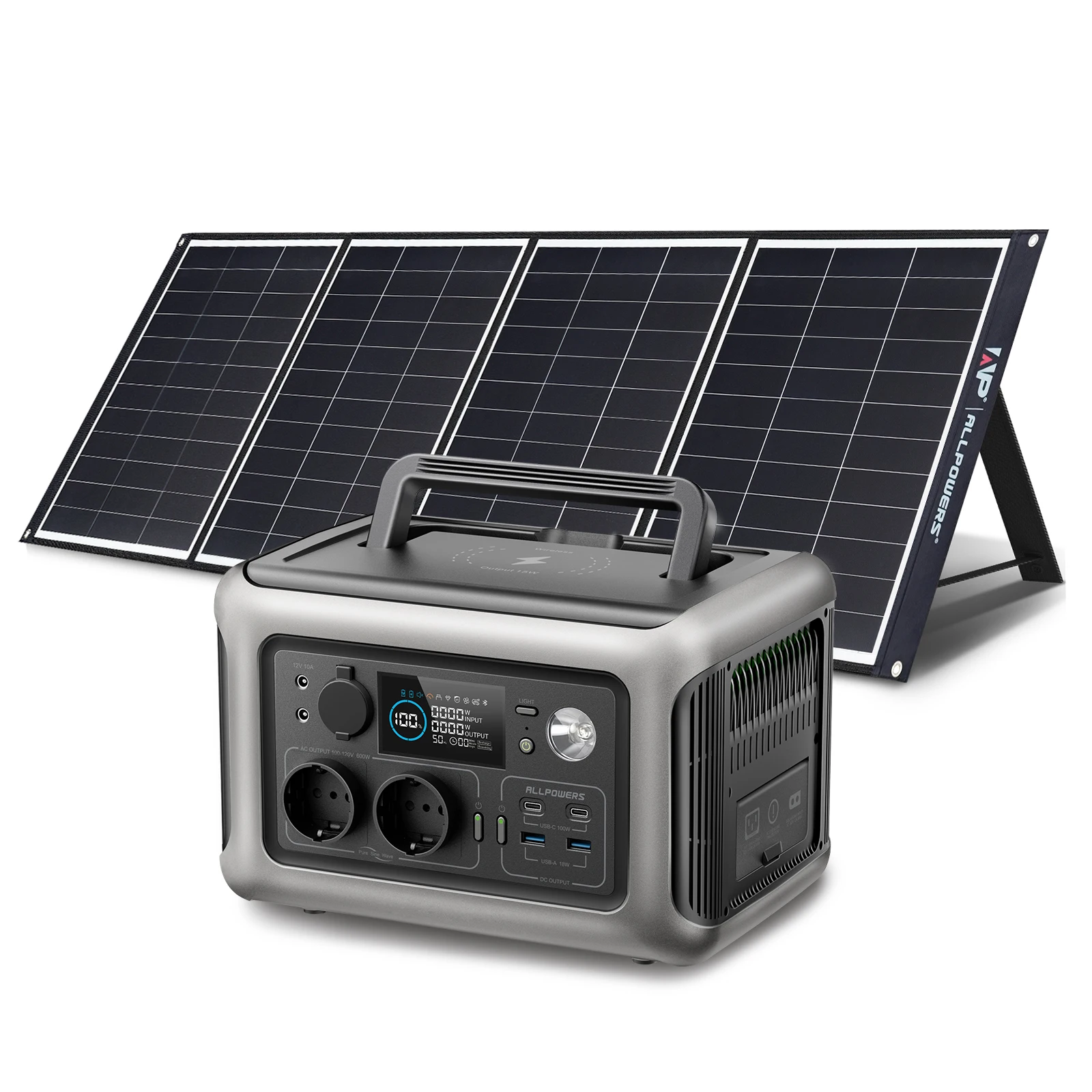 Allpowers Solargenerator R600, 299Wh Powerstation Portatile Mit Solarpanel 100 / 200W , 110V / 230V 600W Alimentatore Mobile