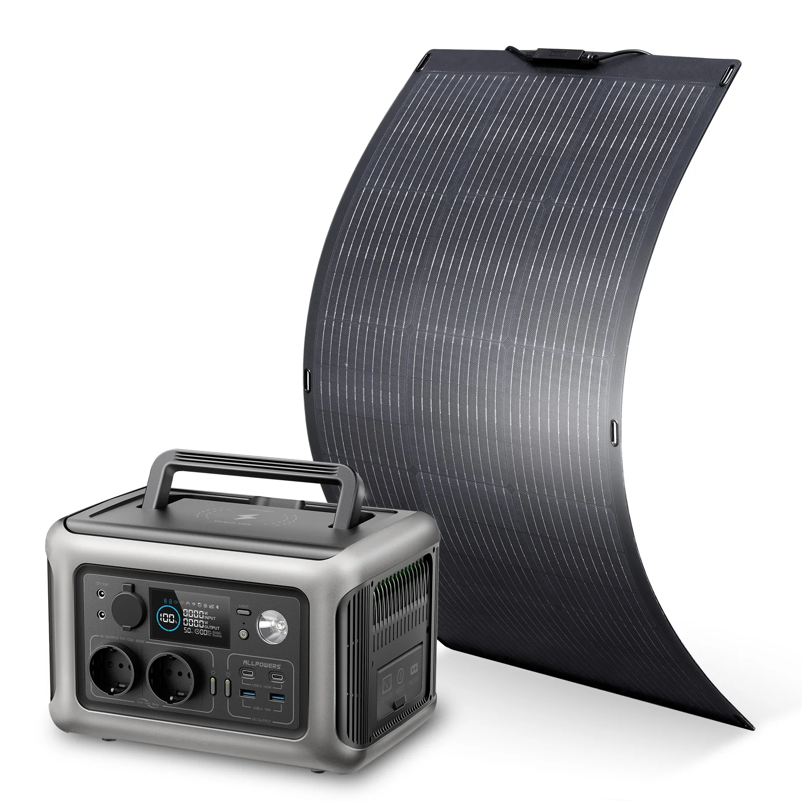 Allpowers R600 Powerstation Con Solarpanel 100W, Batteria Lifepo4 299Wh Generatore Da Campeggio 600W Alimentatore Per Camper Di Backup Domestico