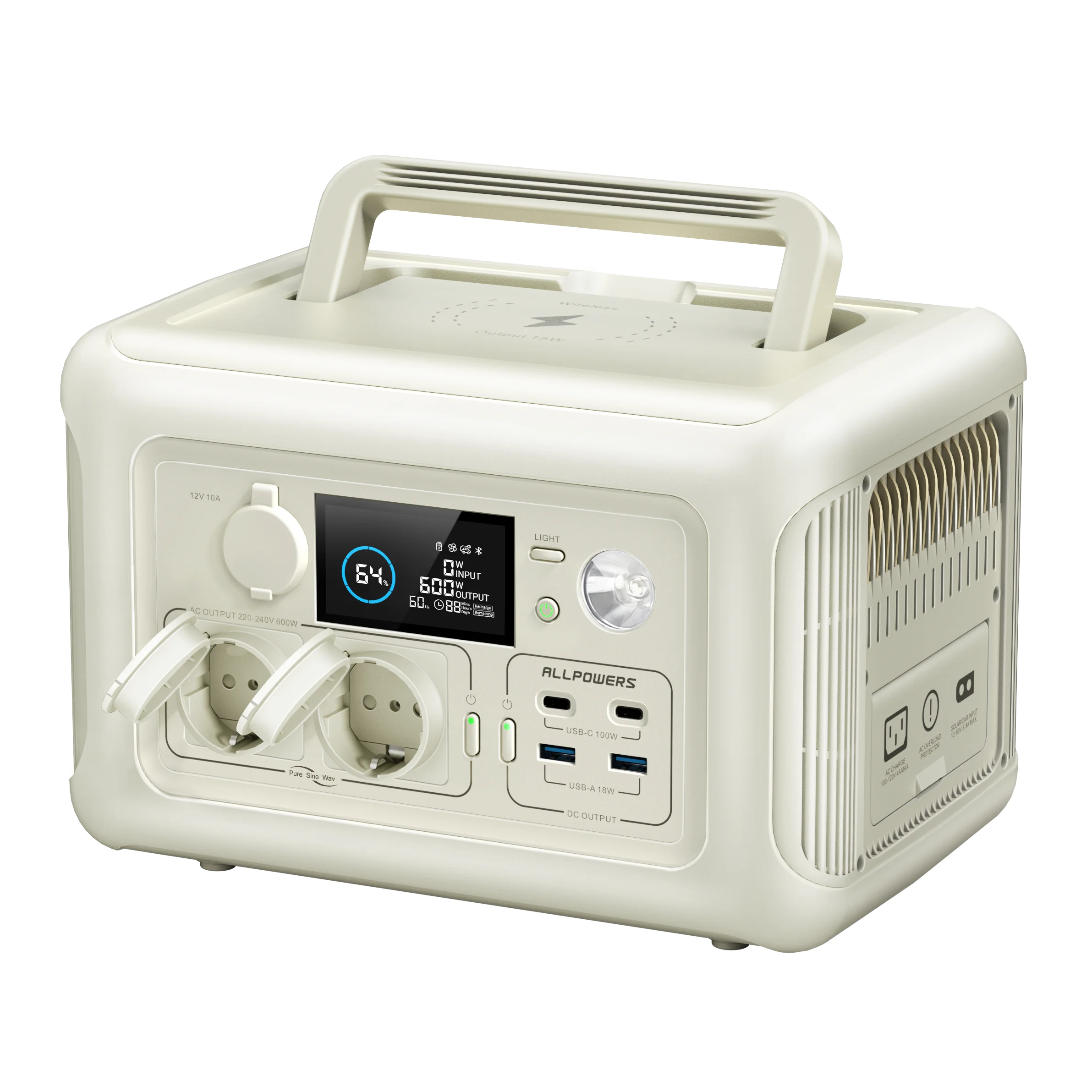 Allpowers R600 Generatore Portatile 299Wh 600W Powerstation Con Prese Ca Batteria Lifepo4 Per Tende Da Casa Campeggio All'Aperto Rv