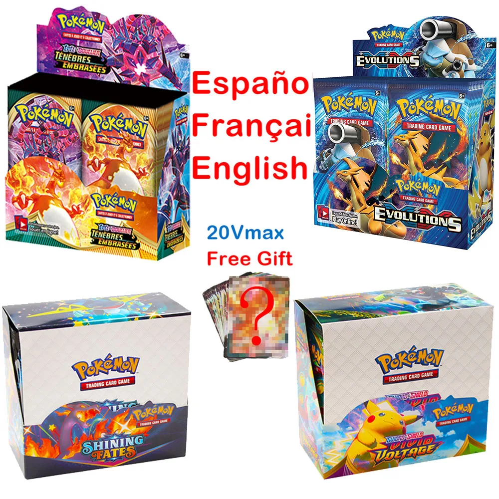 Vendi Bene Pokemon Tcg: Xy Evolutions Sealed Shining Fates Booster Box Inglese Francese Spagnolo Vmax Gioco Di Carte Collezionabili Giocattolo