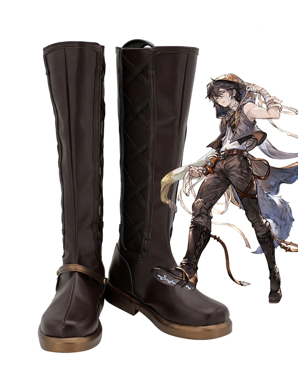 Ayer Shoes Cosplay Granblue Fantasy Ayer Cosplay Boots Scarpe Marroni Su Misura Per Unisex Di Qualsiasi Dimensione