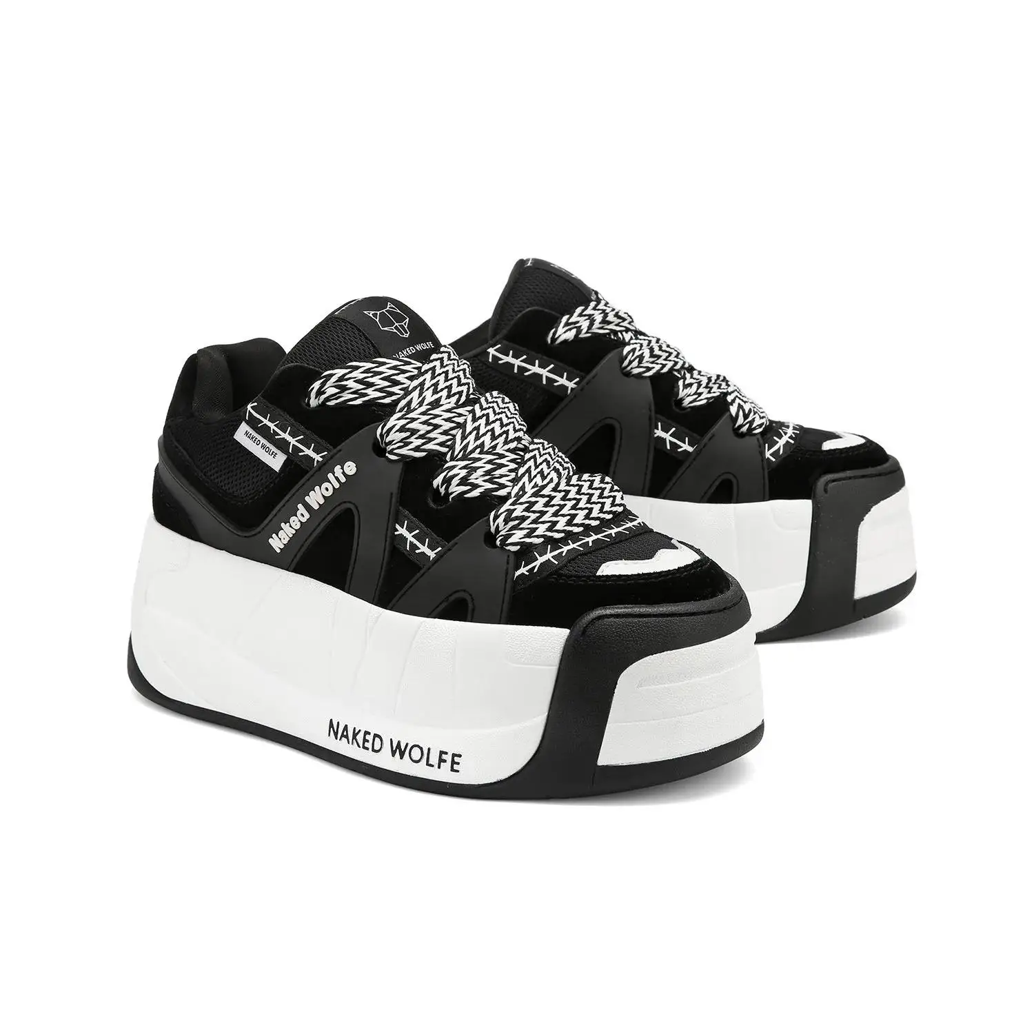 Scarpe Da Donna Nude Wolfe Slider Low-Top Platform Skate Sneakers Nere