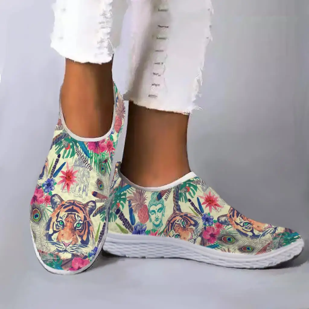 Fashion Tiger Jungle Design Outdoor Scarpe Traspiranti Cartoon Tiger Print Shoes Light Home Flat Shoes Mesh Sneakers